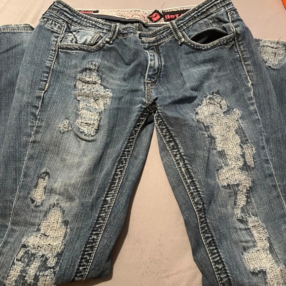 Tailor Vintage Distressed Straight Leg Jeans in Blue - Picture 1 of 2
